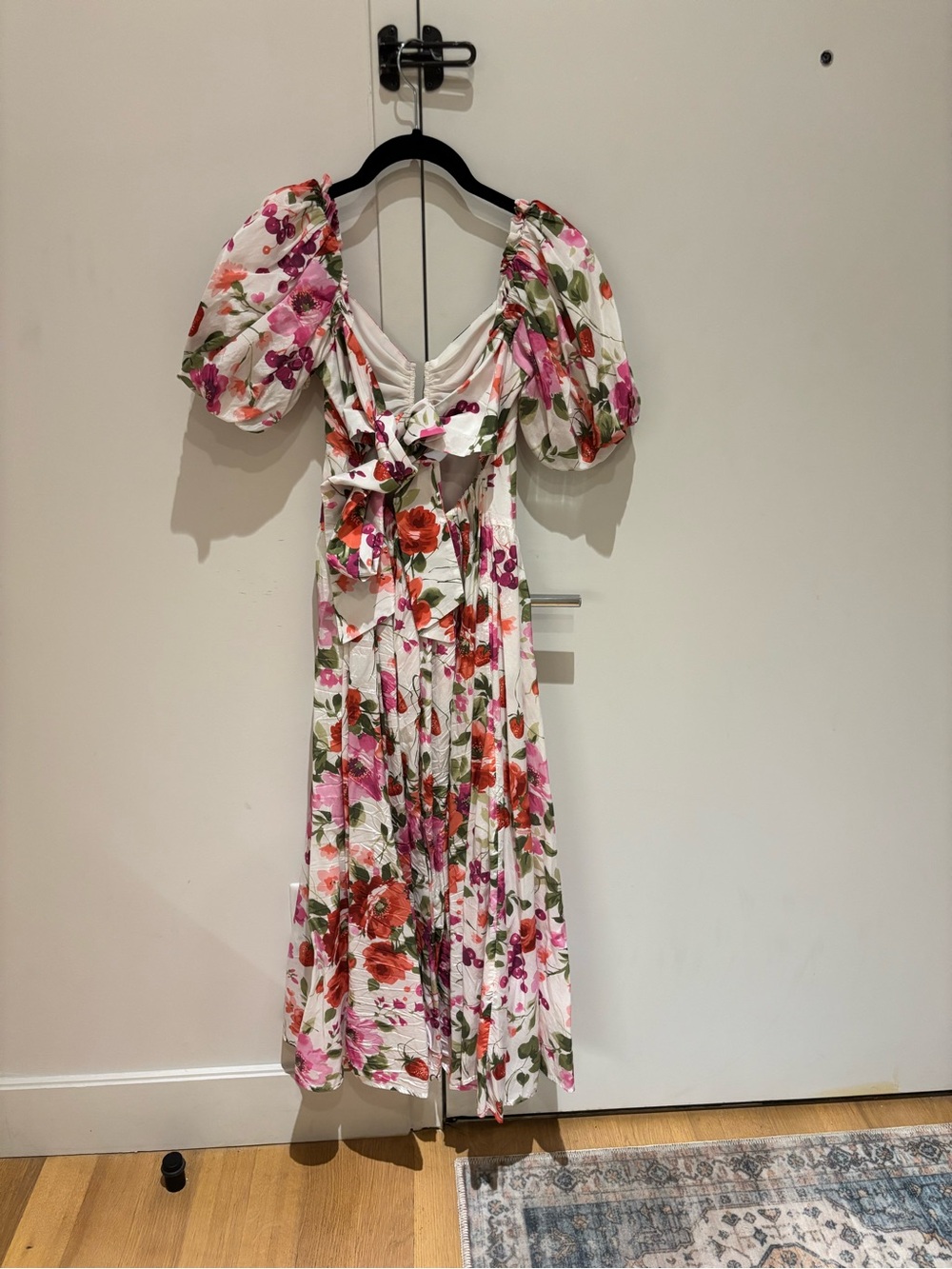 Abercrombie & Fitch White Midi Dress with Red and Pink Floral Print - Picture 4 of 4